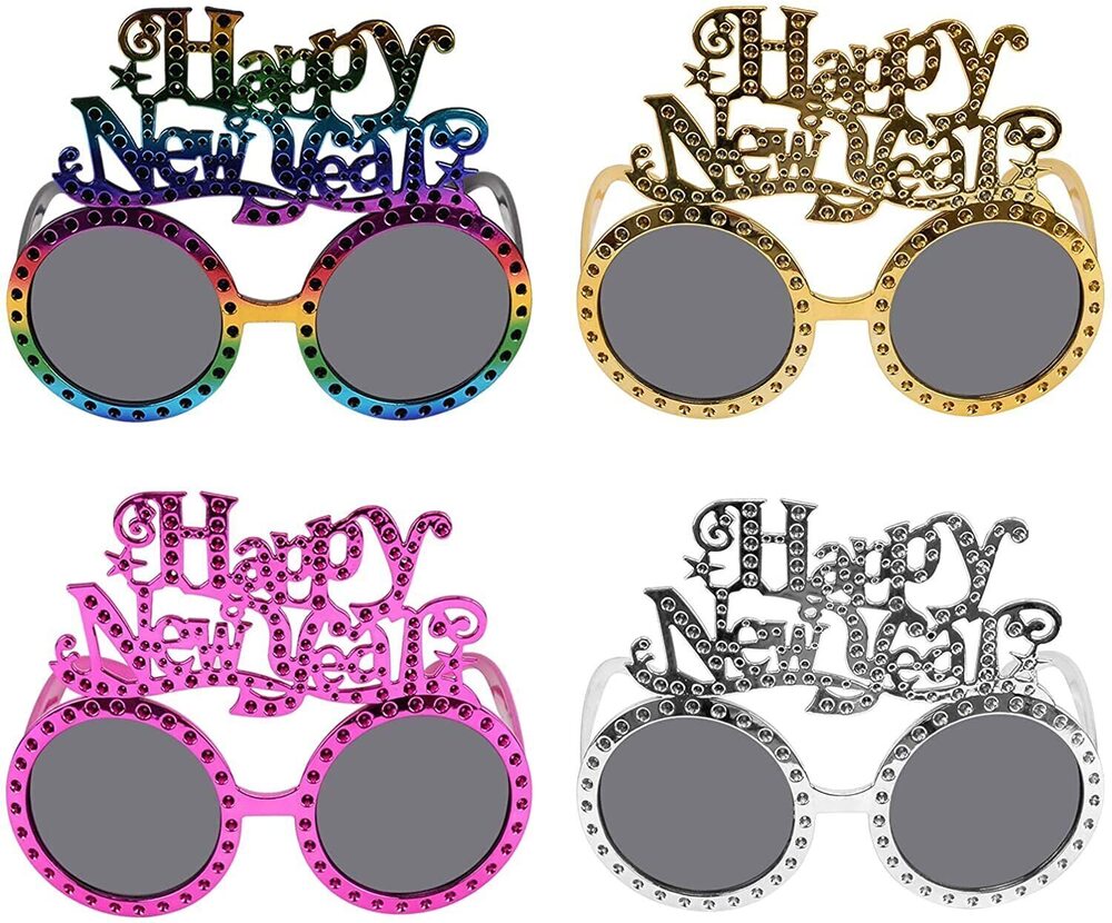 2370 4 Pack Happy New Year Eyeglasses Fancy New Year Party Glasses Funny